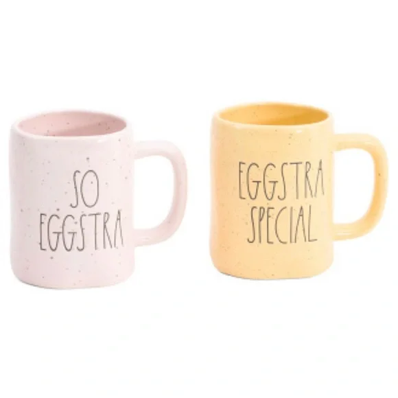 🐣 Rae Dunn Mug Set “SO EGGSTRA SPECIAL” Easter Yellow Pink - Picture 2 of 8